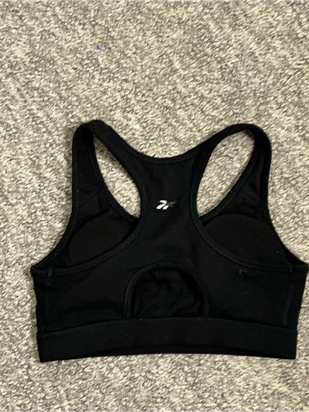 Reebok Women's Racerback Sports Bra Black Neon Yellow Graphic Logo Size Small